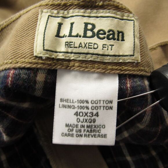 LL Bean Jeans Mens 40x33 Flannel Lined‎ Tan Workwear Winter Warm Outdoors - Picture 5 of 12